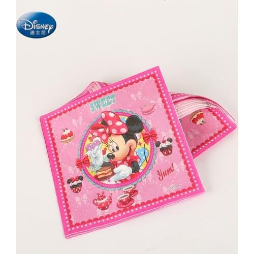 Cartoon Minnie Mouse Napkins Party Supplies Kids Birthday Party Favors Paper Napkins Disposable Tableware Tissues 10pcs