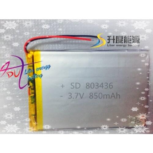 SD Customized 3.7v smallest lipo battery 803436 850mAh