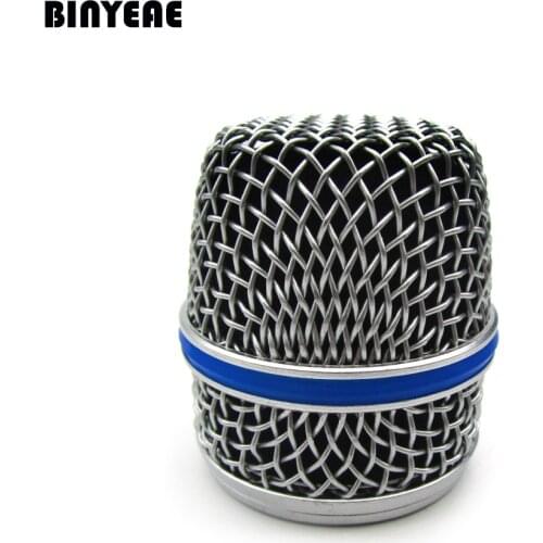 Mike Part Silver Cover Mesh Grill for SM57 Vocal Microphone Replcement, with Silicon Blue Band