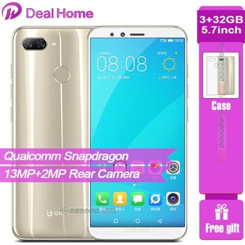 Global Gionee F6 Mobile Phone 5.7" Snapdragon8937 Octa Core 3GB 32GB 2970mAh Android 7.1 13MP+2MP Cameras 4G LTE Smartphone