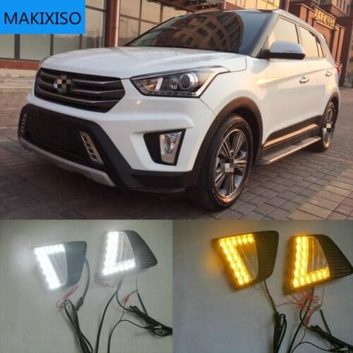 2PCS LED DRL fog lights for Hyundai IX25 Creta 2014 2015 2016 Headlight Daytime Running Light Fog Lightg Lamp Cover Car- styling