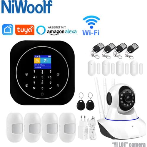 Tuya Smart Wifi GSM Home Alarm System Touch Keyboard RFID Card Remote Control APP Control With 433MHz Wireless Detector Sensor