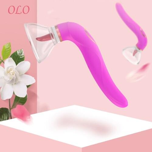 OLO Sucker Pump Vibrator Tongue Licking Vibrator Labia Breast Inhale Enlarge Massage Vacuum Cup Pump Inhale Tongue Stimulator
