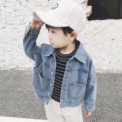 Spring All Match Baby Clothes Boys and Girls Denim Jacket 1-7 Years Old Kids Denim Coat Baby Girl Coat Kids Jacket Large Pocket