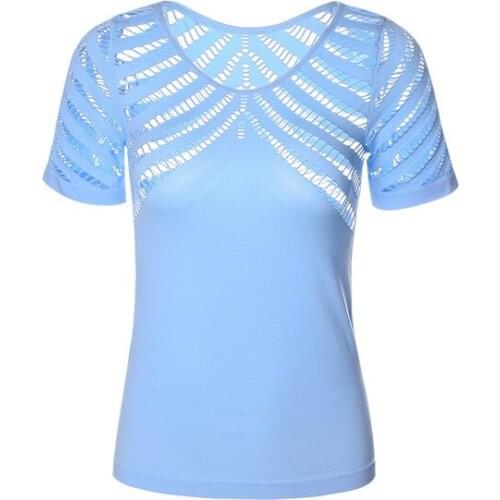 Taoyekma New Hollow Out Yoga Top Summer Short Sleeve Women Sexy Sport T Shirt Fitness Clothing Sports Tops Gym Running Shirts