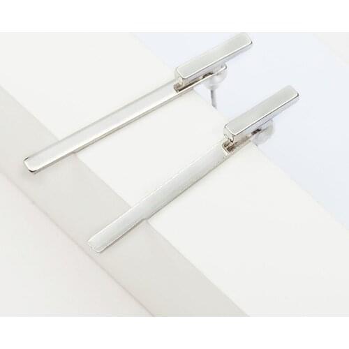 Simple Style Stick Pendant Golden Silver Plated Metallic Geometric Stud Earrings for Women