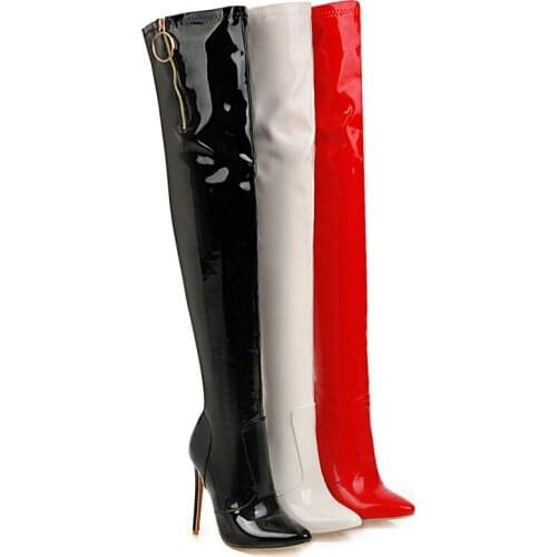 New Fall Winter All-Match Over the Knee Boots Sexy Thin High Heels Fashion Pointed Toe Zipper Women Long Boots Oversize 30-48