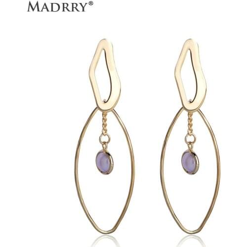 Madrry Fashion Oval Long Drop Earring Freshwater Pearls Pendant Earrings For Women Copper Jewelry Accessories Boucle d'oreille