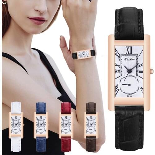 תכשיטים לנשים Vintage roman ladies watch Ladies Vansvar Casual Quartz Leather Strap Spin Watch Watch Watch decoration Small #N03