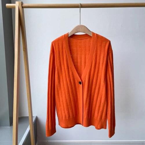 2021 New Fall Runway Vintage Cashmere Cardigan Sweater Women Jacquard V-Neck Long Sleeve Knitted Sweater Single Breasted Jumper