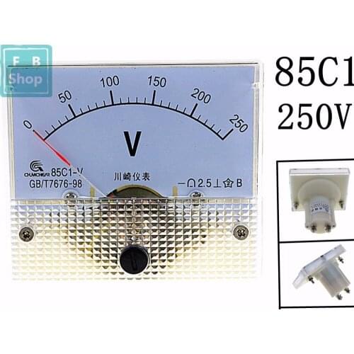 1PCS 85C1 250V Analogue DC Voltage Needle Panel Meter Voltmeter