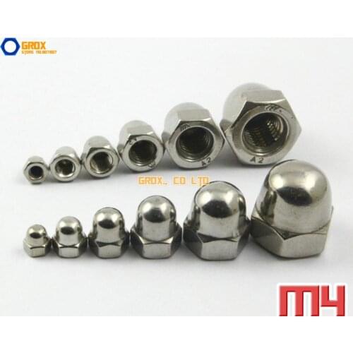 100 Pieces M4 201 Stainless Steel Cap Acorn Hex Nut