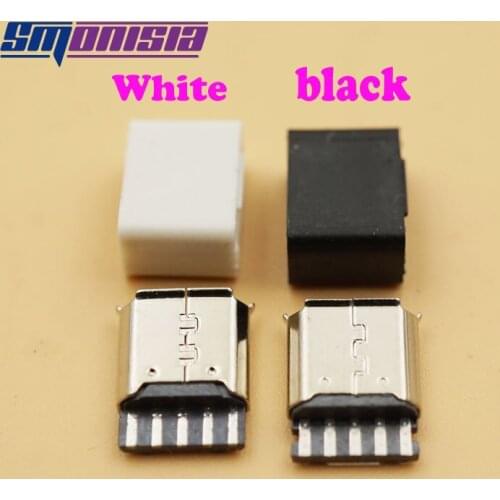 Smonisia 1000pcs Micro USB 2.0 B Type Female Connector 5-Pin Socket Solder Type Assembly Adapter Connector With plastic shell