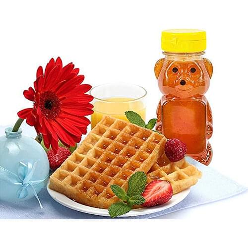 12pcs 240ml Plastic Squeeze Condiment Bottles Jar with Lid Bear Shape Honey Sauce Mustard Jam Dispenser