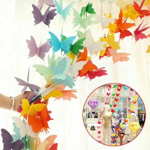 2.7M 3D 3D Paper Butterfly Banner Childrens Valentines Day Wedding Birthday Party Decoration Baby Gift Butterfly Bunting