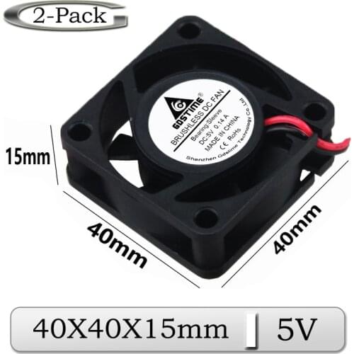 2pcs Gdstime DC 5V 40x40x15mm 40mm Brushless Axial Cooling Fan 40mmx15mm 4cm 3D Printer Exhaust Mini Radiator Cooler Fan