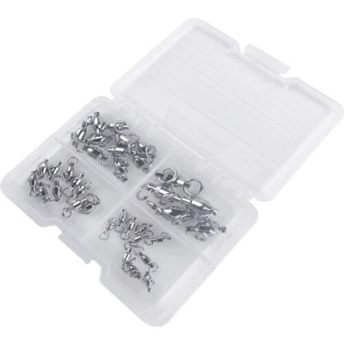 35pcs Strong Stainless Steel Ball Bearing Swivels with Solid Welded Rings 16mm-31mm with Box