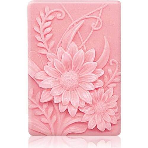 3D Square Flower Silicone Soap Mould Sunflower Soap Molds Homemade Soaps Making DIY Candle Moulds Cake Decoration Supplies