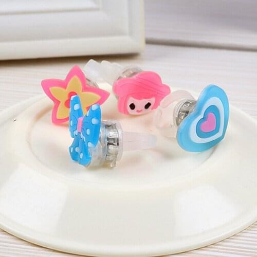 5 Pcs/lot Kids Cartoon LED Flashing Light Up Glowing Finger Ring Electronic Christmas New Year Gifts Toys for Children