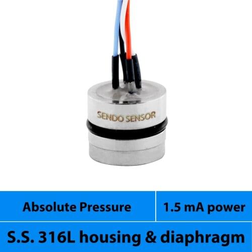 Absolute pressure transducer, 1.5 mA power, stainless steel 316L material, abs press 1 bar, 4 bar, 6 bar, 10bar, 16 bar, 25 bar