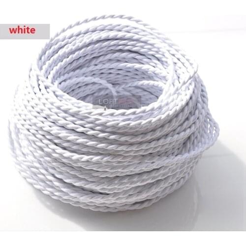 White 5/10/20Meters 2 Core Electrical Rope Wire Antique Braided Twisted Fabric Lighting Cable Woven Silk Flexible Wire Cord