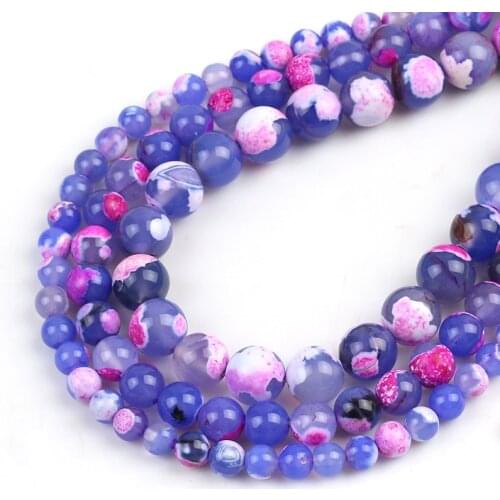Wholesale Purple Blue Pink Mix and Match Agates Beads Stone Round Loose Spacer Beads for Jewelry Making DIY Bracelet 6/8/10mm