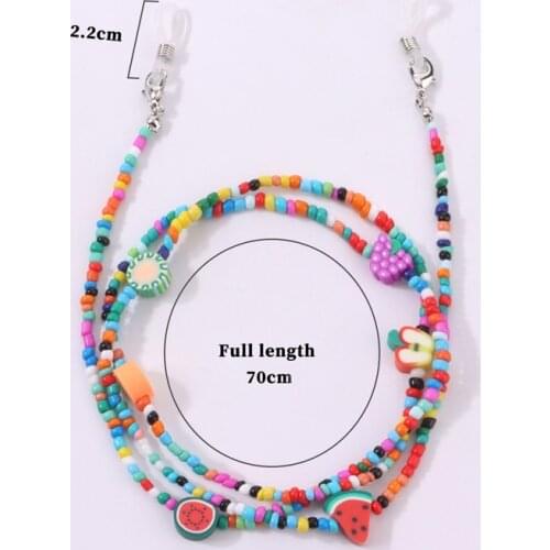 Colorful Fruit Beads Glasses Chain Vintage Women Face Mask Holder Non-slip Lanyard Neck Hang Rope Strap for Girls Children