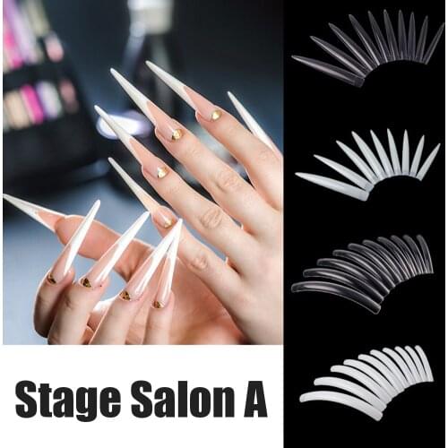 10Pcs/pack Full Cover White Natural Nail Tips Acrylic UV Gel French False Nail Manicure DIY Art Salon Fake Long Tip