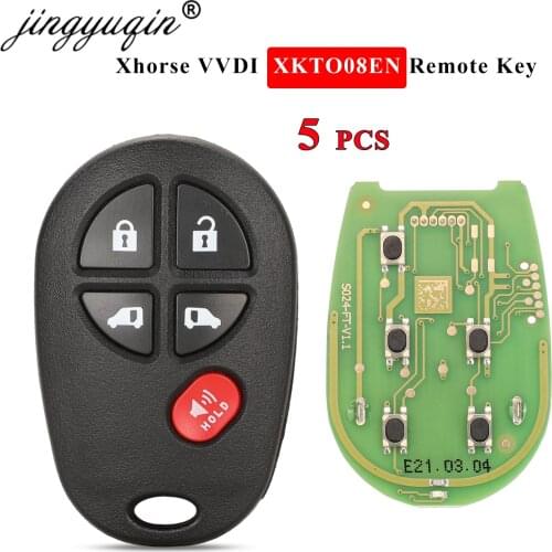 Jingyuqin 5pcs/lot XKTO08EN Wired Universal Remote Car Key 5 Buttons For Toyota design Fit Xhorse VVDI Key Tool English Version