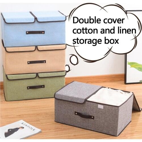 Sundries Storage Box Fabric Cotton Linen Container Household Wardrobe Organizer Laundry Large Foldable Clothes Basket Bin