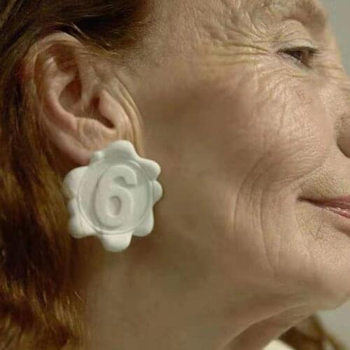 Fashion flower simple number 6 stud earring for women jewelry