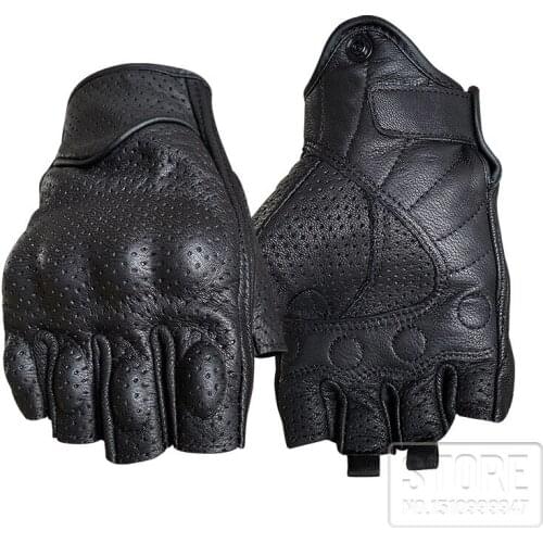 ACEFURTHER Retro Motorcycle Half Finger Gloves Genuine Leather Four Seasons Show Finger Breathable Racing Rider Equipment