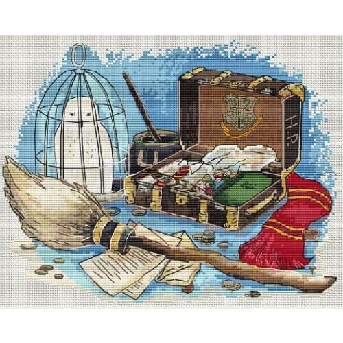 Rabbit and fox with love cross stitch kit Animal cotton thread Love lock canvas stitching embroidery Luggage