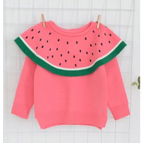 New 2021 Baby Girls Sweater Cotton Ttoddler Baby Girls Jumper Watermelon Children Cloak Kids Knitted Outerwear