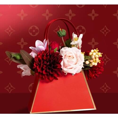Portable Flower Box Florist Packaging Box Foldable Flower Wedding Decor Paper Handy Gift Bags Handbags For Packing Gifts Flowers