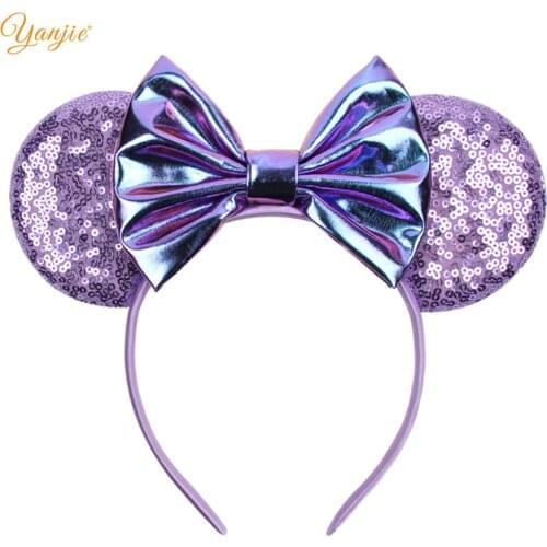 5" Metallic Hair Bows Mouse Ears Headband For Girls Big Sequins Ears Chic DIY Hair Accessories For Women Hair bands
