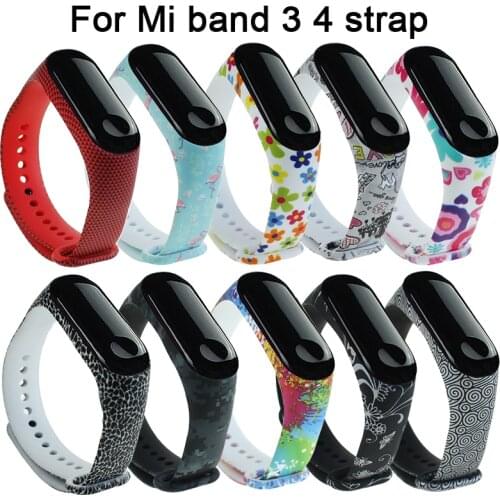 Smart Watch For Mi band 4 3 strap print silicone wrist strap For xiaomi mi band 3 Replacemet camouflage wristband for Mi band 4