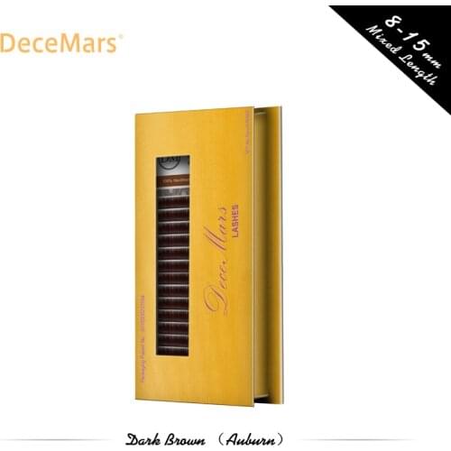 DeceMars Dark Brown Eyelash Extension JBCD Curl 8-15 Mix length Individual Auburn Eyelash Extension Brown Lash for Salon Use