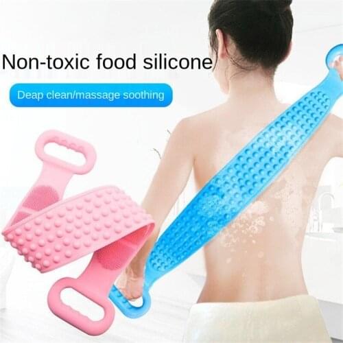 Bath Shower Silicone Body Brush Bath Belt Exfoliating Back Brush Belt Wash Clean Bath Scrub Belt Towel In Stock