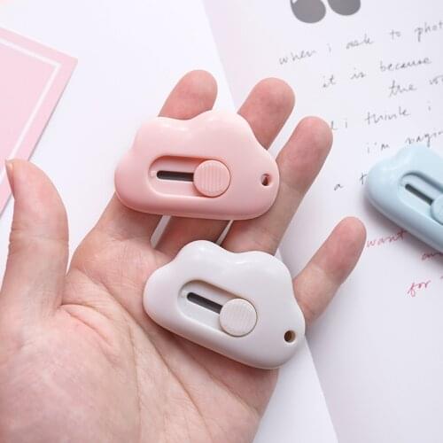 Cute Cloud Color Mini Portable Utility Knife Paper Cutter Cutting Paper Razor Blade Office Stationery Escolar Papelaria Free