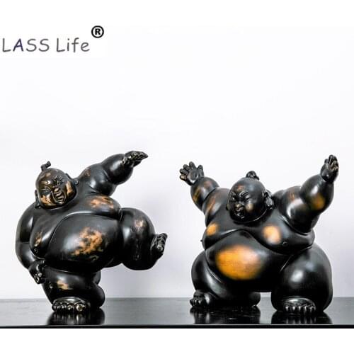 Nordic Retro Personality Sumo Statue Art Sculpture Craft Hoom Accessories Desk Kids Room TV Cabinet Desktop Decor Ornaments