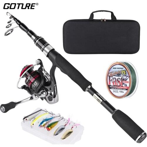 Goture Spinning Fishing Rod Reel Combo 1.68m 1.98m 2.25m 2.52m Casting Spinning Lure Fishing Rod Reel Lure Line with Box