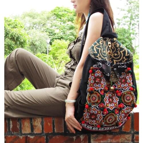 2020 Retro Chinese embroidery bag Double Shoulder Bag Backpack Travel Bag ethnic girl