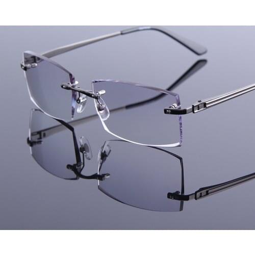 Ultralight Alloy Rimless Mens Anti Fatigue Reading Glasses High Grade Presbyopia Hyperopia Eyewear More Clearly Spectacles Male