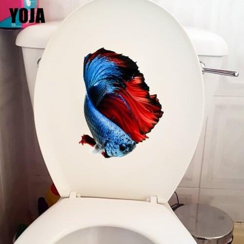 YOJA 17.2×22.9CM Beautiful Siamese Fighting Fish Toilet WC Decoration Bathroom Wall Stickers T1-3183