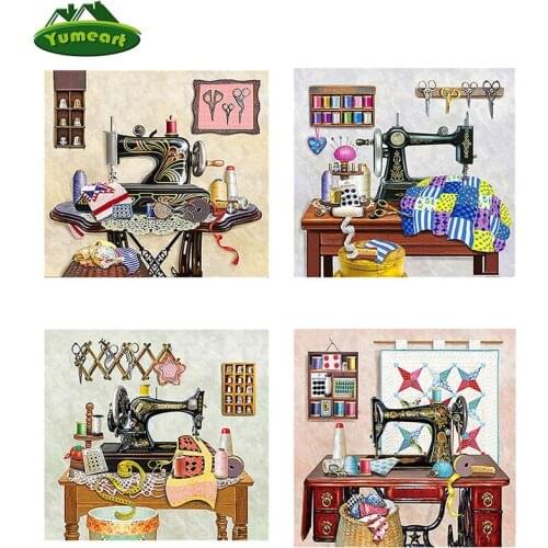 YUMEART Diamond Painting Sewing Machine 5D DMC Diamond Mosaic Rhinestones Cross Stitch Kits Fashion Home Decor Arts & Crafts