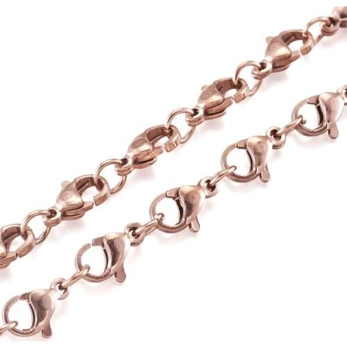 100pcs 304 Stainless Steel Lobster Claw Clasps for Jewelry Making DIY Findings Accessories, Rose Gold, 10x6x3mm, Hole: 3mm F60