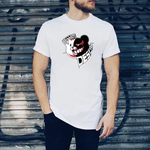 Danganronpa Anime White Black Bear Cartoon Print Womens T-Shirts Women Men Summer Tee Harajuku Manga Streetwear Camisetas