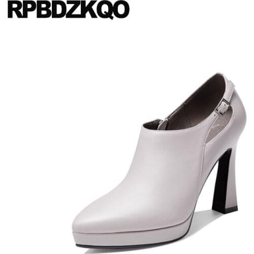 High Quality Zipper Pumps Block Gray Chunky Footwear Heels Pointed Toe Platform Ultra Designer Women Luxury 2021 Shoes Super
