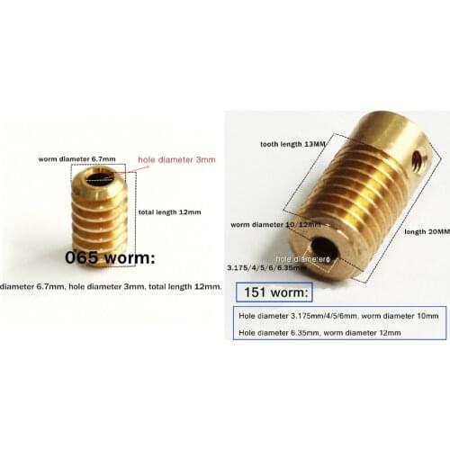 065/151) 0.5 modulus turbine worm gear, hole diameter 3mm/3.175mm/4mm/5mm/6mm/6.35mm gear worm